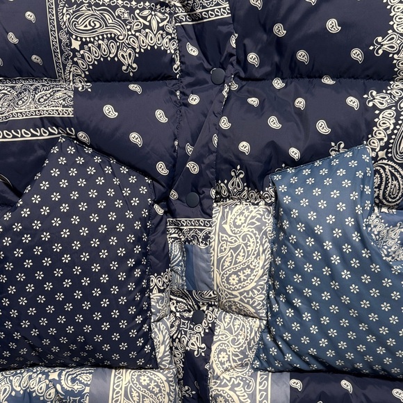 THE GREAT. OUTDOORS The Down Polar Puffer Patchwork Bandana Hooded Jacket M - Picture 10 of 16